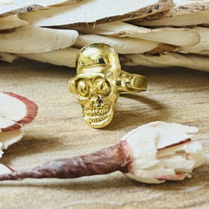 Dernier design : Bague Tête de Mort Gothique en Laiton pour Hommes, Plaqué Or 18 carats, Bijoux Hip Hop, Squelette, Punk, Motard - Vente en Gros/OEM/ODM - Product Image 4