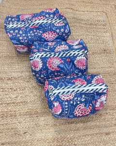 Ensemble de trousses de maquillage pour femmes, 3 pièces, trousse de toilette, 100% coton, trousse à fermeture éclair, trousse à accessoires cosmétiques matelassée, trousse multifonction - Product Image 3