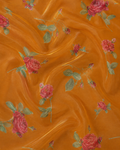 Tissu en organza de soie pure Regal Magenta Vintage Rose, motif floral aquarelle cramoisie majestueux, élégance botanique numérique - Product Image 2