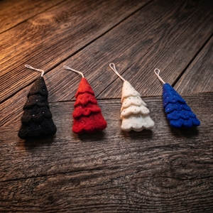 Handmade <b>Wool</b> Felt Christmas Tree Ornament Tree Shape Decorative Hanging <b>Craft</b> Red White Blue Black Color Options - Product Image 5