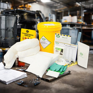 Kit portátil de 30 litros para derrames de aceite con cubeta sellada y asa, kit absorbente de hidrocarburos de emergencia, incluye guantes resistentes a químicos - Product Image 3