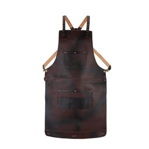Durable Leather Apron with <b>Tool</b> Pockets for Workshop <b>BBQ</b> Grill Adjustable Straps Wholesale Supplier LPN-0294 - Product Image 2