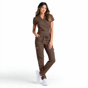 <b>Scrubs</b> Suits V Neck Hospital Uniform Medical <b>Scrub</b> Sets Nursing Uniform Knitted 100% Cotton Breathable Comfortable Unisex - Product Image 1