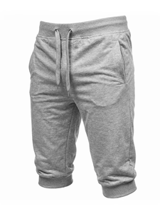 Men's 100% Cotton Quick Dry Gym Bermuda Shorts Solid Color Drawstring Waist Casual Style Pockets Mid Rise Knitted Fabric Front - Product Image 3