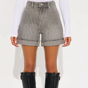 Shorts en jean taille haute respirants pour femme, coupe droite, déchirés, sexy, plusieurs couleurs, service OEM – Nouvelle collection super tendance - Product Image 2