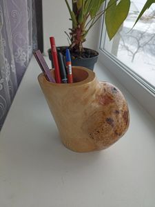 Wooden Desktop Utility <b>Caddy</b> for Professionals Minimal Timber Pen Organizer for Modern Desk Wooden Office Essentials Storage Cup - Product Image 2