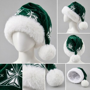 HAMILO SPORTS Chapeau de Noël classique rouge uni avec bordure en fourrure blanche et pompon 100% polyester pour hommes adultes 48-50cm Plage - Product Image 2