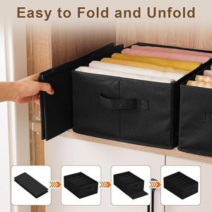 Lot de 4 organiseurs de vêtements pliables pour armoire avec poignées, tiroir de rangement en tissu pour vêtements, organiseurs de placard avec T S - Product Image 2