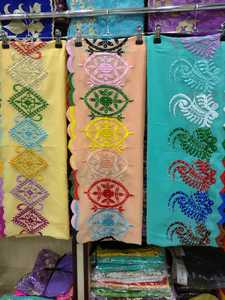 Hijab en voile de coton brodé de fleurs bleu or, style Dubaï, foulard islamique respirant, 2,2 m, foulard musulman pour femmes, strass - Product Image 3