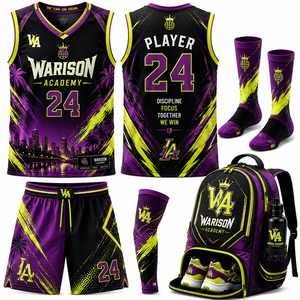 Customized Basketball Uniform Set Sublimation Print 100% Polyester Breathable Unisex Basketball Jersey And Short Set - Product Image 4