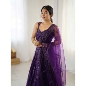 Lehenga choli เสื้อผ้ามุสลิมแบบดั้งเดิมและอุปกรณ์เสริมเลื่อมงาน dori - Product Image 5