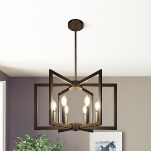 Lustre en bois de style farmhouse en gros, suspension rustique en bois, prix d'usine, lampe suspendue vintage à bougies - Product Image 1
