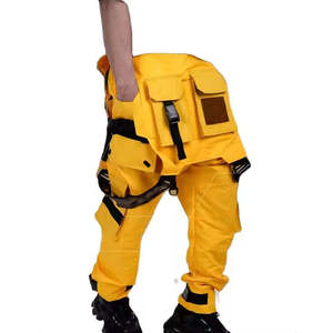 Pantalon Techwear Homme Multi-Poches Tactique Cargo Jaune Streetwear Hip Hop Joggers Boucle Ruban Cyberpunk Urbain - Product Image 1