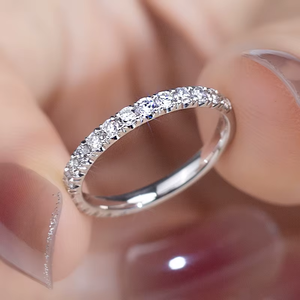 White Gold Round Diamond Eternity <b>Ring</b> Women's Classic Wedding Band G Color lab grown Stones - Product Image 4