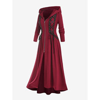 Manteau long maxi pour femme grande taille, à capuche, avec fermeture éclair et laçage sur le devant, style gothique, coupe asymétrique, vêtement d'extérieur