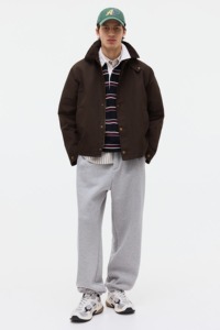 Men's Brown windbreaker <b>Jacket</b> Solid Color Zipper Closure Polyester Cotton Windproof Casual Winter Wear - Product Image 1