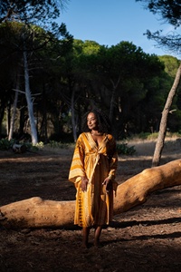 Kimono largo de rayón con estampado tribal, estilo bohemio, para llevar en capas, frente abierto, manga ancha, talla única, estilo casual, chaqueta para mujer, uso diario - Product Image 3