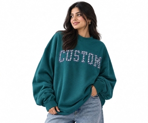 Sudadera Oversize de Invierno para Mujer con Cuello Alto Simulado, de Algodón y Forro Polar, Puños Acanalados, Hombro Caído, Manga Larga, Logotipo Frontal, Personalizable, Proveedor - Product Image 1