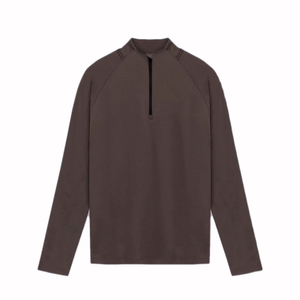 เสื้อยืดออกกำลังกายน้ำหนักเบาสำหรับกิจกรรมกลางแจ้ง รุ่นใหม่สำหรับฤดูใบไม้ผลิและฤดูใบไม้ร่วง ซิปครึ่งตัว ระบายอากาศได้ดี แห้งเร็ว แขนยาว เสื้อลำลองสำหรับผู้ชาย - Product Image 4