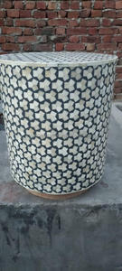 Mesa consola con incrustaciones de hueso hechas a mano y taburetes resina estilo Ángel espacios sofisticados mesita de noche al por mayor - Product Image 5