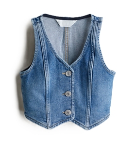 Chaleco de mezclilla sin mangas personalizable para niñas, ropa exterior informal de algodón transpirable de alta calidad. - Product Image 2