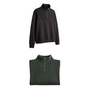 เสื้อสเวตเชิ้ตผู้ชายสีน้ำตาลเข้มแบบคอซิป ¼ - เสื้อจั๊มเปอร์คอสูงลำลอง - Product Image 1