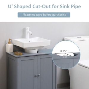 Mobile Bagno Moderno con 2 Ante e Ripiano, Struttura in PVC Grigio e Specchio Smart, Design Impermeabile in Legno Massello - Product Image 3