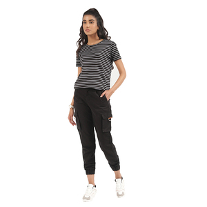 T-shirt décontracté pour femme, col en V, manches courtes, coupe classique, 100% coton jersey, écologique, respirant, toutes saisons - Product Image 3
