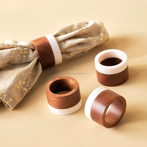 Hot Trending Vertical Stripes Pattern Wooden & Resin <b>Napkin</b> Ring for Home Restaurant Tableware <b>Napkin</b> Holder From FWE - Product Image 1