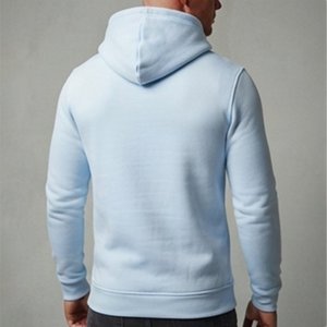 Sweat-shirt à capuche bleu clair pour homme avec logo personnalisé, imprimé crâne, coupe classique, en coton tricoté, décontracté, pour l'automne, vente en gros - Product Image 2