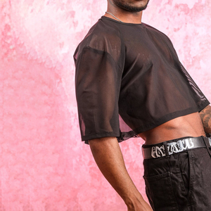 Camiseta Corta de Malla Transparente para Hombre, Estilo Clubwear, Camiseta de Manga Corta Transparente, Camiseta de Malla Transparente Y2k - Product Image 6