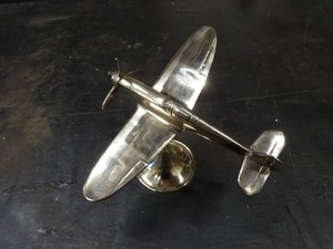 Vintage Brass Spitfire Airplane <b>Model</b> Desktop Ornament <b>WW2</b> RAF Trench Art Style Aircraft Sculpture for Home Office Decor Gift - Product Image 3
