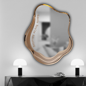 กระจกติดผนังสุดหรูทันสมัยนี้มีรูปทรงอินทรีย์ที่ไม่สม่ำเสมอโดดเด่น ซึ่งมักถูกอธิบายว่าเป็นรูปทรงคลื่นหรือคล้ายก้อนเมฆ - Product Image 2