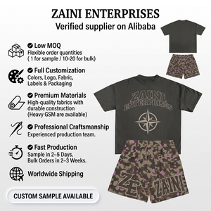 280 GSM Premium Cotton Oversized T Shirt And <b>Camo</b> <b>Shorts</b> Set Heavyweight Custom Screen Print Streetwear - Product Image 1