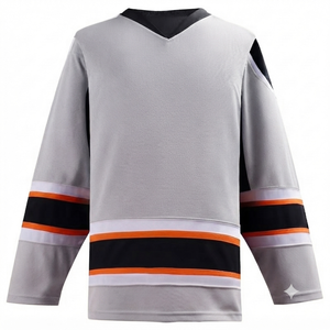 202 Eishockey-Trikot mit Anpassbarem Team-Logo und Namen, Atmungsaktives Netzgewebe, UV-Schutz, Schnelltrocknend, Polyester, V-Ausschnitt, Lange Ärmel, Herren - Product Image 1