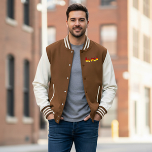 Blouson universitaire à capuche pour homme en toile 100 % laine de haute qualité, respirant, imperméable, coupe-vent, pour l'hiver et les activités de plein air, décontracté, avec 2 poches avant - Product Image 5