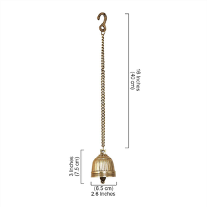 Vintage Brass Hanging Bell with Chain Decorative Metal Door Bell for Home Garden Porch Farmhouse <b>Nautical</b> <b>Decor</b> - Product Image 4