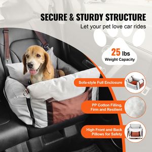 Sedile Rialzato Impermeabile per Cani di Taglia Media con Tasca Portaoggetti e Guinzaglio di Sicurezza, in Tessuto di Cotone PP per Auto e Gatti - Product Image 2