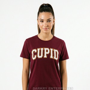 Camiseta Personalizada para Mujer, Cuello Redondo, Manga Corta, Algodón Premium, Color Borgoña, Fabricante OEM ODM, Logotipo Impreso, Bordado - Product Image 1