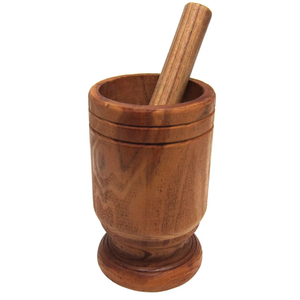 Mortero y Pilón de Madera Tradicional, Molinillo Ecológico de Cocina, Triturador Manual de Especias de 78 mm - Product Image 5