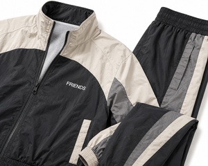 Unisex <b>Tracksuit</b> Set Color Blocking Design Full Length Zipper Front Breathable Polyester Sporty Style Autumn Wear - Product Image 2