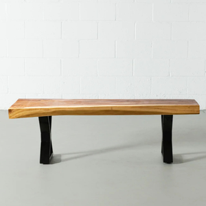 Metal Frame Wooden <b>Bench</b> with Minimalist Design For Home Furniture and Garden Set Decoration - Product Image 2
