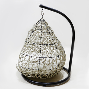 Luxury Wicker Rattan Hanging Pet <b>Bed</b> <b>House</b> Sleeping Cave with Cushion - Product Image 6
