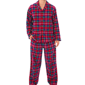 Ensemble pyjama en flanelle pour homme, manches longues, rayé, coton bio, vêtements de nuit pour homme, imprimé festif durable, ensembles de détente - Product Image 5