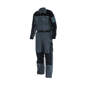 Combinaison de travail unisexe en coton bleu marine haute visibilité respirante certifiée CE avec bandes réfléchissantes et coutures thermocollées pour la sécurité - Product Image 2