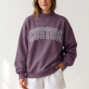 High Quality Women Mock Neck Oversized Cotton Sweatshirt Custom Logo Printing Wholesale OEM Factory Supplier - Product Image 1