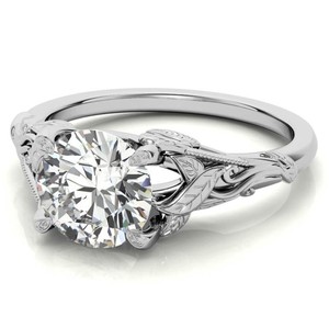 Bijoux fins de luxe en argent sterling 925 plaqué or blanc, inspirés de la nature géométrique, avec moissanite, pour fiançailles, mariage et fêtes - Product Image 3