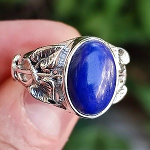 <b>Lapis</b> <b>Lazuli</b> <b>Ring</b> 925 Sterling Silver Handmade Boho Statement Promise Jewelry for Women Natural Oval Shape Gemstone Jewelry - Product Image 4