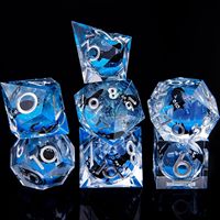 Jeu de dés DND Cat Liquid Core, 7 pièces, en résine à bords tranchants, polyédrique, adapté aux jeux de rôle Dungeons and Dragons, bleu
