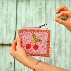 Needlework Elegant Handmade Beaded Embroidery Coin Purse Stylish Vintage Inspired <b>Mini</b> Wallet Bag Zipper Closure Cotton <b>Canvas</b> - Product Image 3